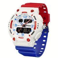 Relógio Esportivo De Moda Masculino Sanda - à Prova D'água Branco Vermelho - 1