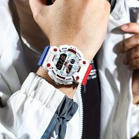 Relógio Esportivo De Moda Masculino Sanda - à Prova D'água Branco Vermelho - 2