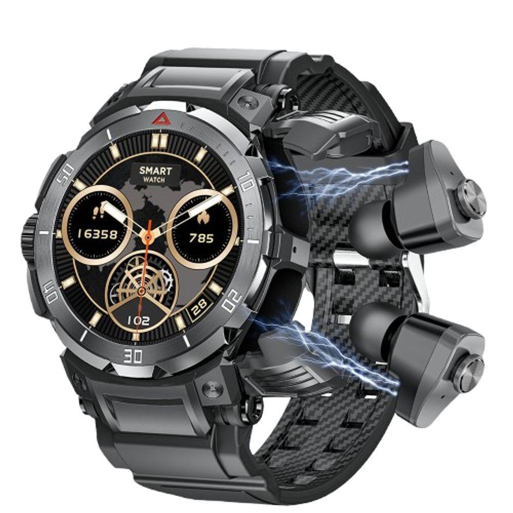 Relógio Inteligente, Chamadas Sem Fio, Fones De Ouvido Embutidos, Esportivo Preto - 1