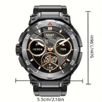 Relógio Inteligente, Chamadas Sem Fio, Fones De Ouvido Embutidos, Esportivo Preto - 4