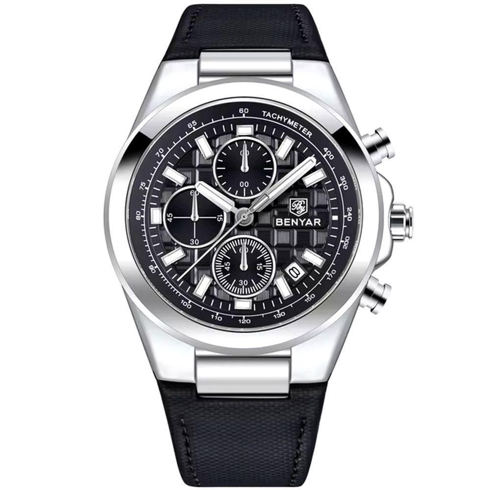 Relógio De Quartzo Masculino Design Esportivo Com Cronógrafo Impermeavel 3atm Preto - 1