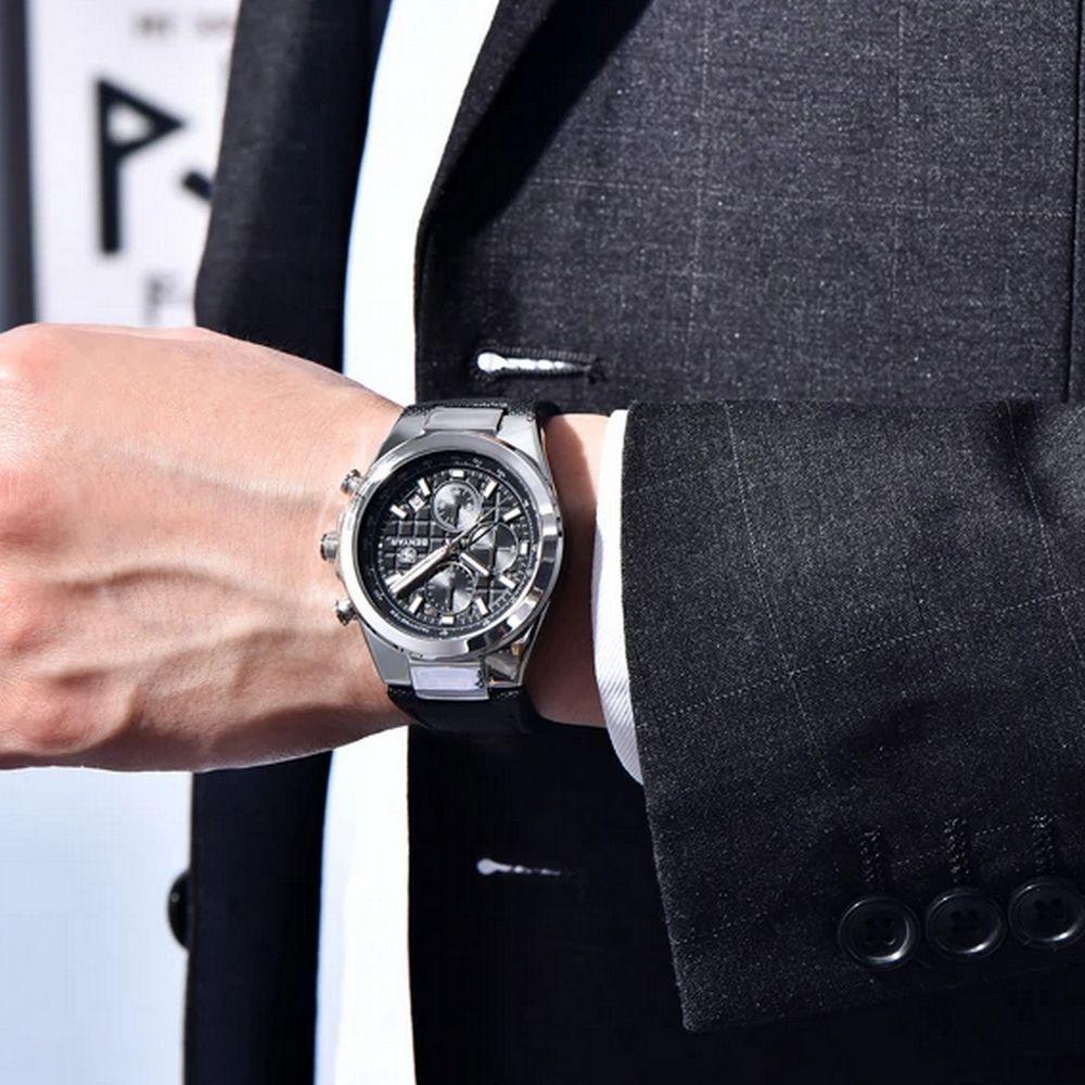 Relógio De Quartzo Masculino Design Esportivo Com Cronógrafo Impermeavel 3atm Preto - 2