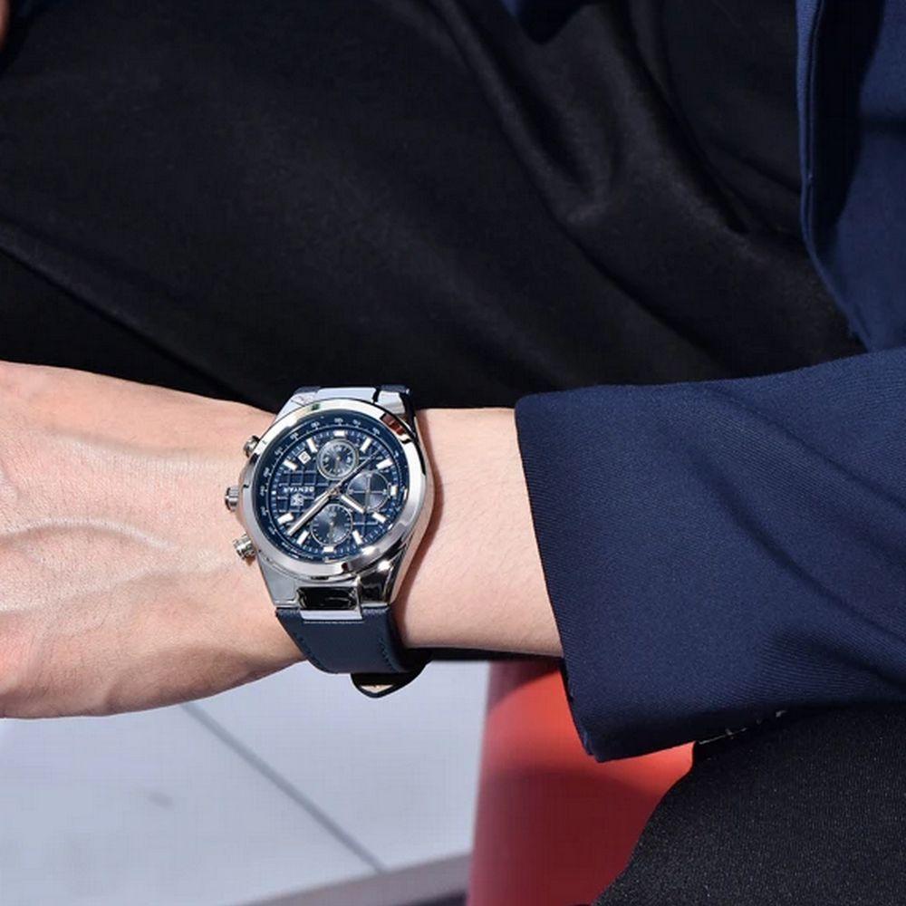 Relógio De Quartzo Masculino Design Esportivo Com Cronógrafo Impermeavel 3atm Azul - 2