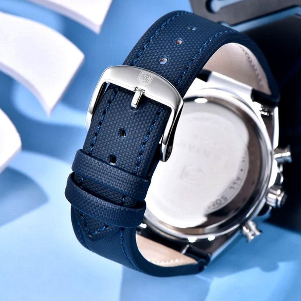 Relógio De Quartzo Masculino Design Esportivo Com Cronógrafo Impermeavel 3atm Azul - 3