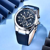 Relógio De Quartzo Masculino Design Esportivo Com Cronógrafo Impermeavel 3atm Azul - 5