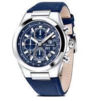 Relógio De Quartzo Masculino Design Esportivo Com Cronógrafo Impermeavel 3atm Azul - 6