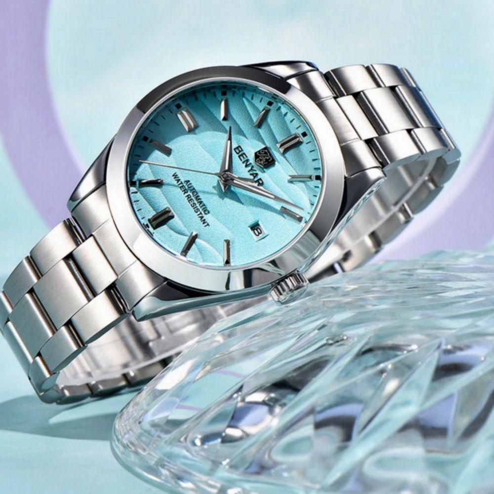 Relógio Automático Masculino Desert Dial Design Em Aço Inoxidável Impermeavel Azul - 5