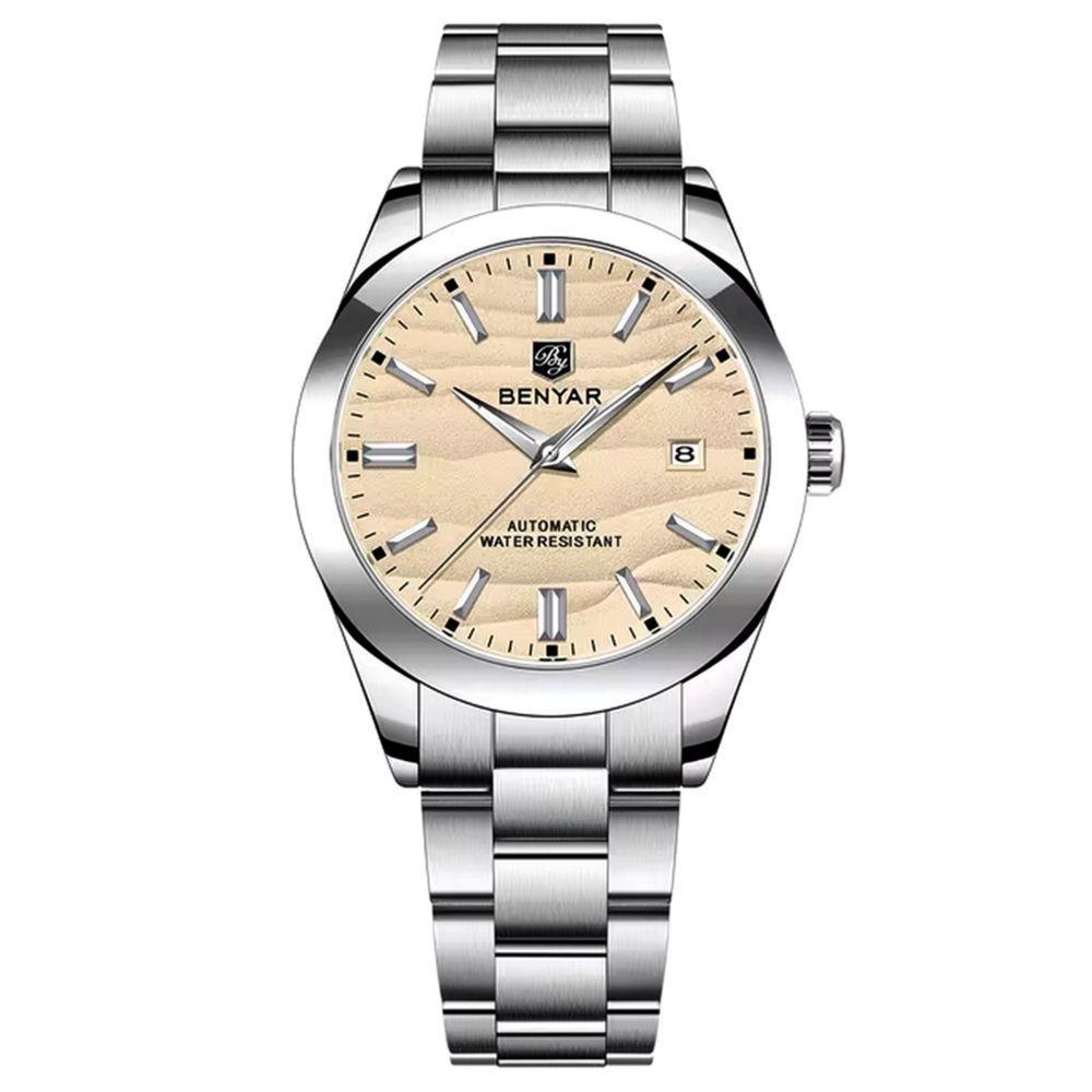 Relógio Automático Masculino Desert Dial Design Em Aço Inoxidável Impermeavel Amarelo - 1