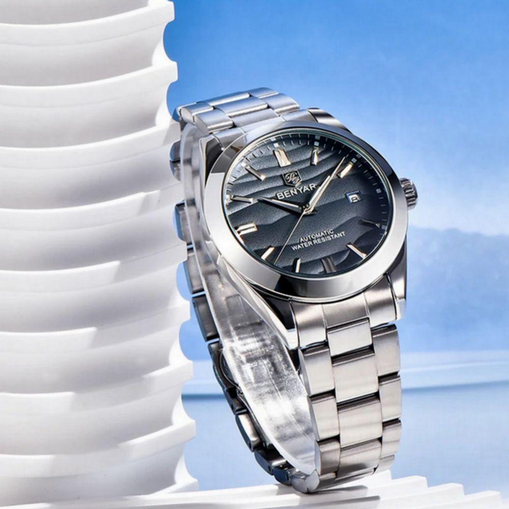 Relógio Automático Masculino Desert Dial Design Em Aço Inoxidável Impermeavel Preto - 3