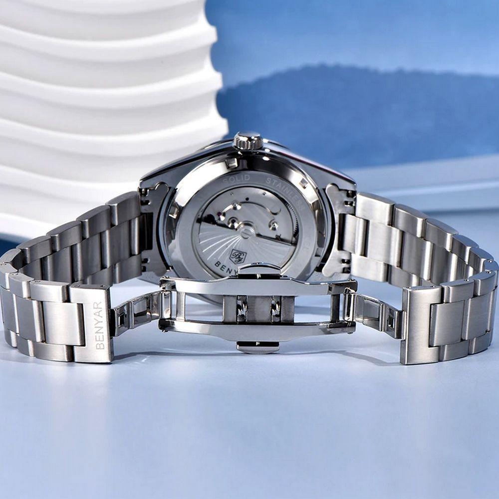 Relógio Automático Masculino Desert Dial Design Em Aço Inoxidável Impermeavel Preto - 5