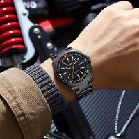 Relógio De Quartzo Masculino Display Analógico, Pulseira De Aço Inoxidável Impermeavel Preto - 2