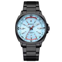 Relógio De Quartzo Masculino Display Analógico, Pulseira De Aço Inoxidável Impermeavel Preto Azul - 1