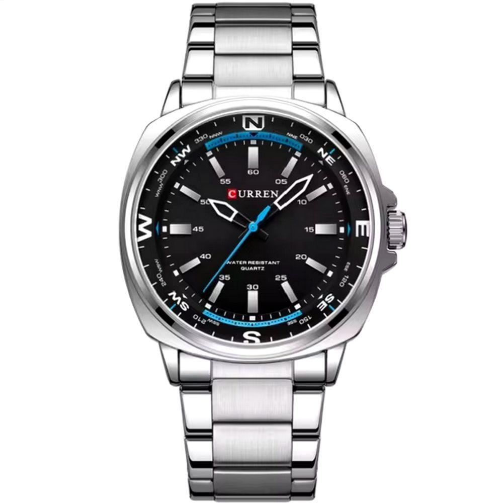 Relógio De Quartzo Masculino Display Analógico, Pulseira De Aço Inoxidável Impermeavel Prata - 1