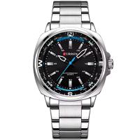 Relógio De Quartzo Masculino Display Analógico, Pulseira De Aço Inoxidável Impermeavel Prata - 1