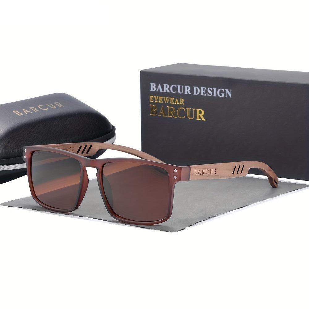 Óculos Em Design De Madeira Natural Com Lentes Degradê Chá Chá - 1