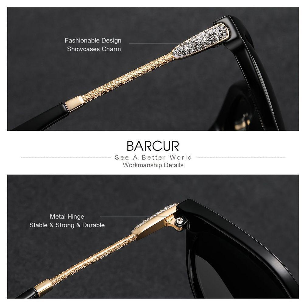 Óculos De Moda Barcur Polarizados Estilo Olho De Gato , Lentes Gradientes Gradiente Preto - 4