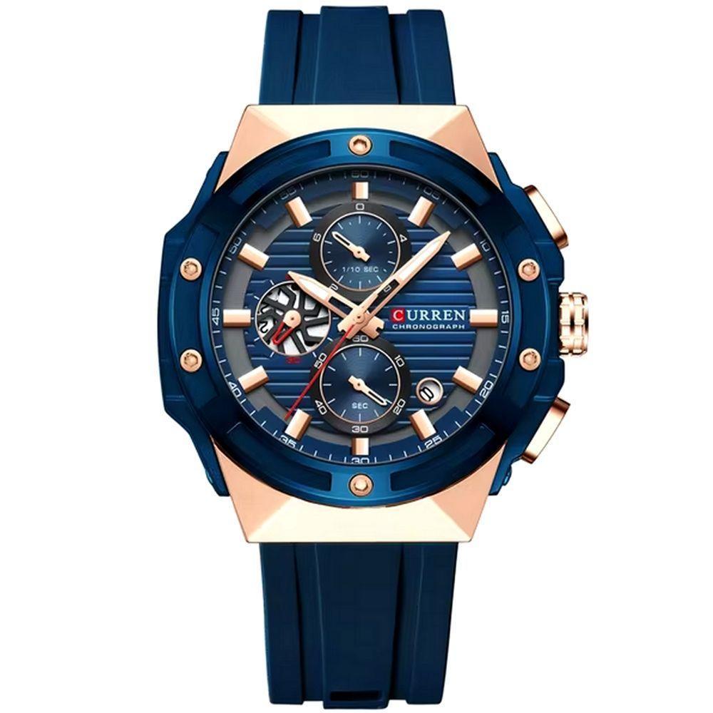 Relógio De Pulso Em Silicone Clássico Casual Ponteiros Luminoso Mostrador Cronógrafo Azul - 1