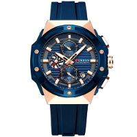 Relógio De Pulso Em Silicone Clássico Casual Ponteiros Luminoso Mostrador Cronógrafo Azul - 1