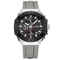 Relógio De Pulso Em Silicone Clássico Casual Ponteiros Luminoso Mostrador Cronógrafo Cinza - 1