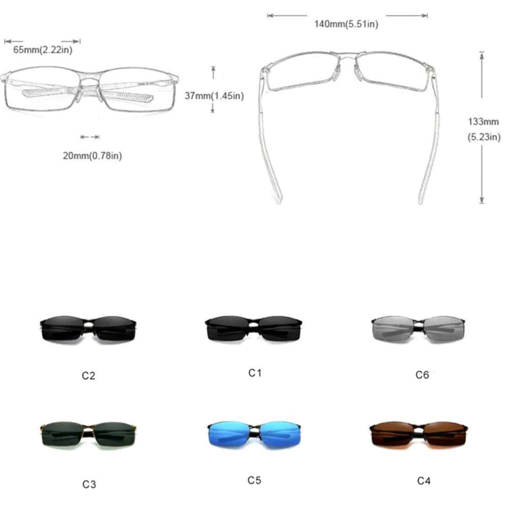 Óculos De Sol Retangular Masculino Com Proteção Uv400 Polarizados Preto - 3