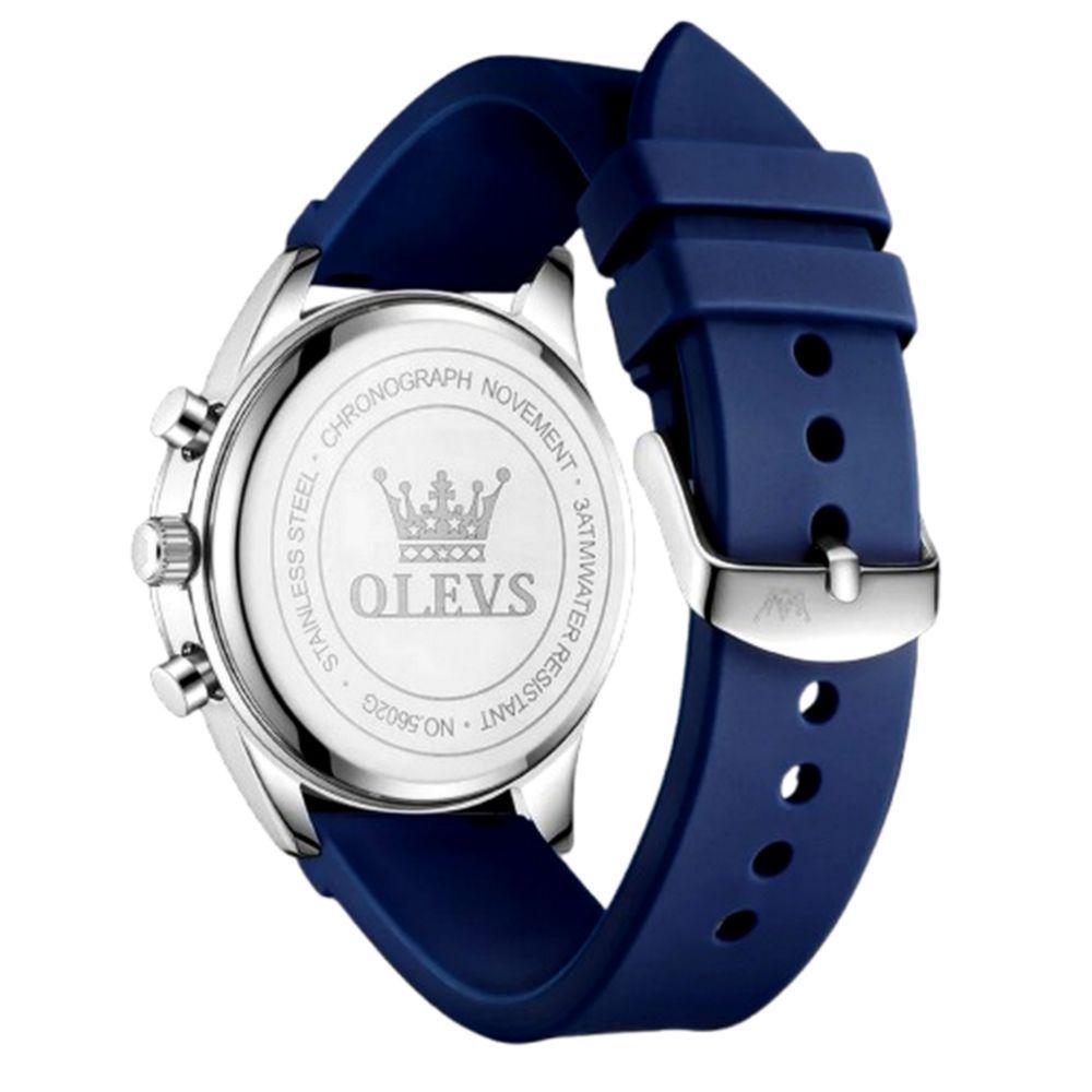 Relógio De Quartzo Masculino Pulseira De Silicone Multifuncional Impermeável Azul - 4