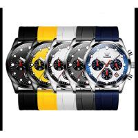 Relógio De Quartzo Masculino Pulseira De Silicone Multifuncional Impermeável Azul - 2