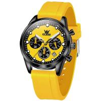 Relógio De Quartzo Masculino Pulseira De Silicone Multifuncional Impermeável Amarelo - 1