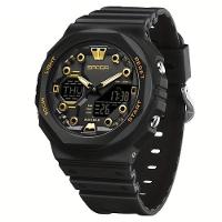 Relógio Masculino Esportivo Multifuncional Com Mostrador Grande Sanda Preto Dourado - 1