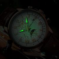 Relógio Clássico Masculino Sun Moon Quartzo Casual Impermeável 3atm Branco Dourado - 4