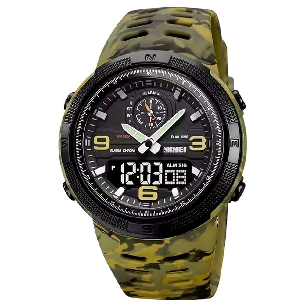 Relógio Digital Esportivo Masculino Display Duplo Multifuncional Impermeável Mescla - 1