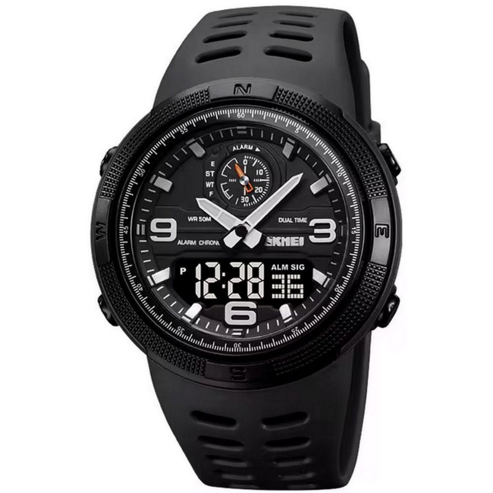 Relógio Digital Esportivo Masculino Display Duplo Multifuncional Impermeável Preto - 1