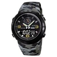 Relógio Digital Esportivo Masculino Display Duplo Multifuncional Impermeável Cinza - 1