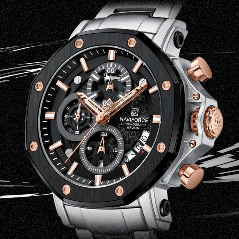 Relógio De Quartzo De Aço Inoxidável Masculino Impermeável Luminoso Esportivo Prata Dourado - 7