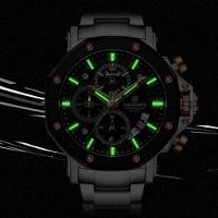 Relógio De Quartzo De Aço Inoxidável Masculino Impermeável Luminoso Esportivo Prata Dourado - 3