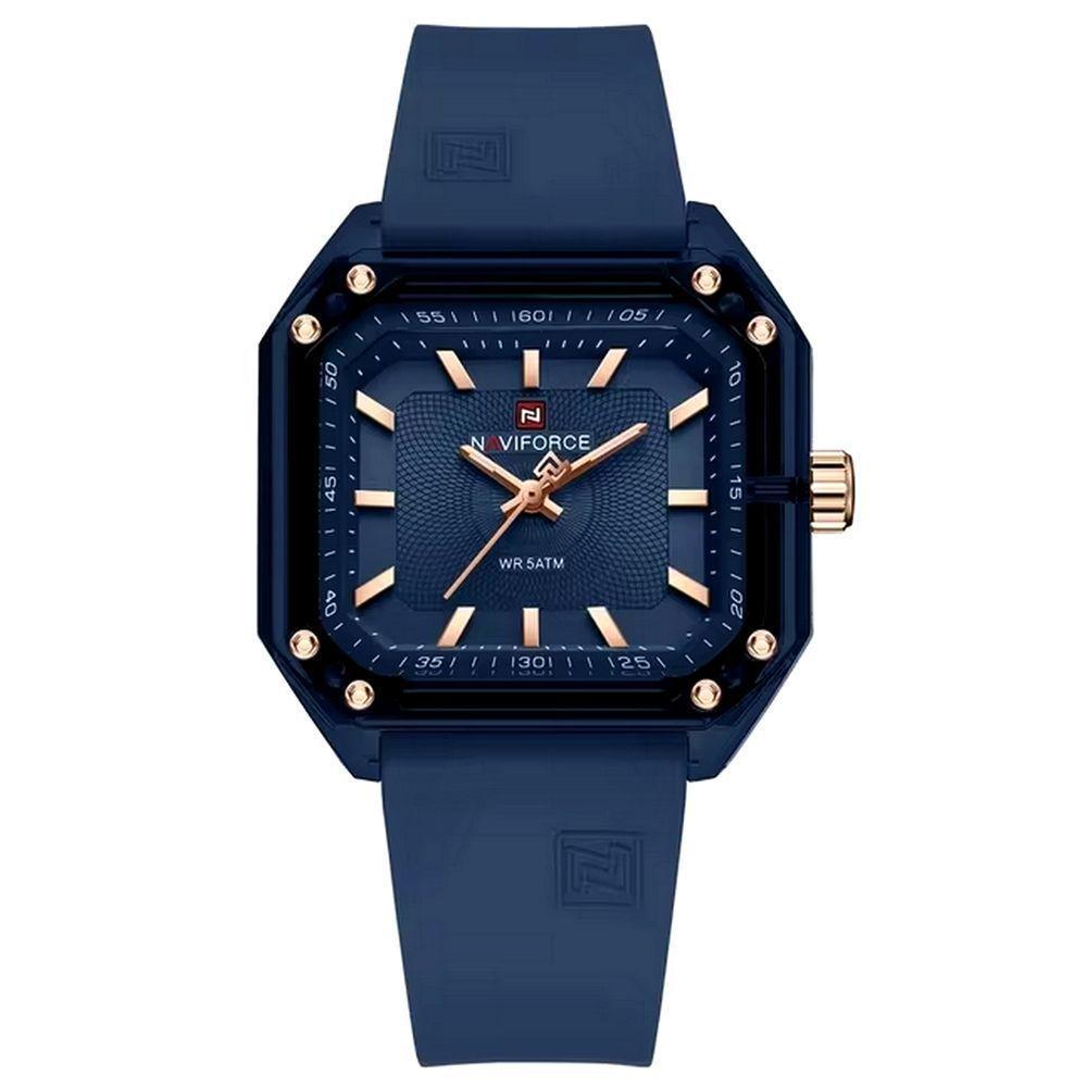 Relógio Feminino Pulseira De Silicone Classico Quadrado Elegante Impermeável 50m Azul - 1