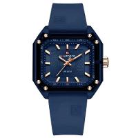 Relógio Feminino Pulseira De Silicone Classico Quadrado Elegante Impermeável 50m Azul - 1