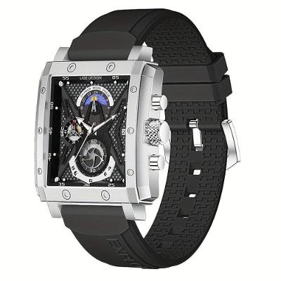 Relógio De Pulso Esportivo De Silicone à Prova D'águaquadrado Preto