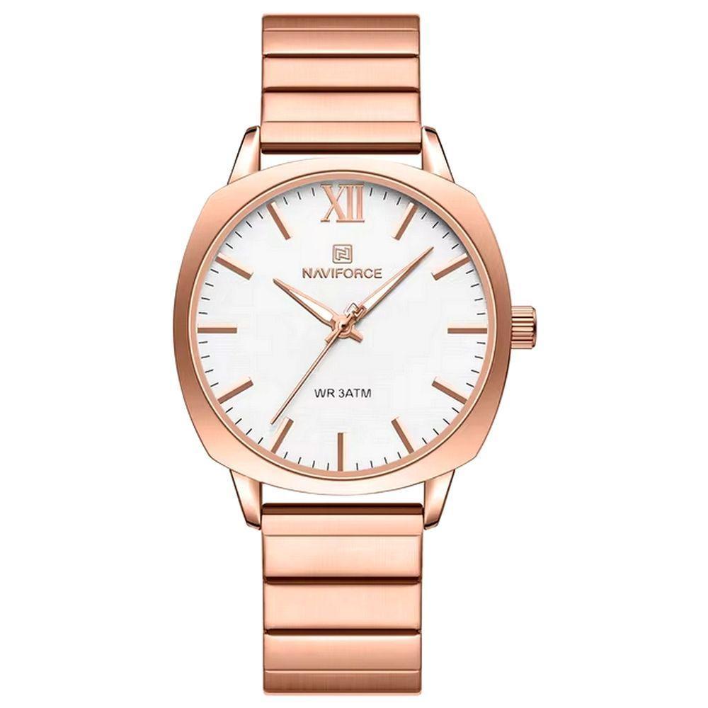 Relógio De Pulso Quartzo Em Aço Inoxidável Feminino Impermeavel Casual Rose - 1