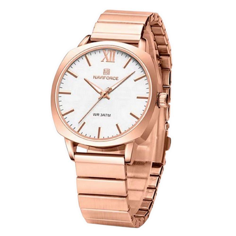 Relógio De Pulso Quartzo Em Aço Inoxidável Feminino Impermeavel Casual Rose - 4