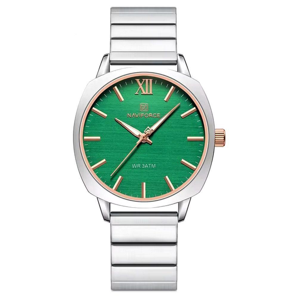 Relógio De Pulso Quartzo Em Aço Inoxidável Feminino Impermeavel Casual Verde - 1