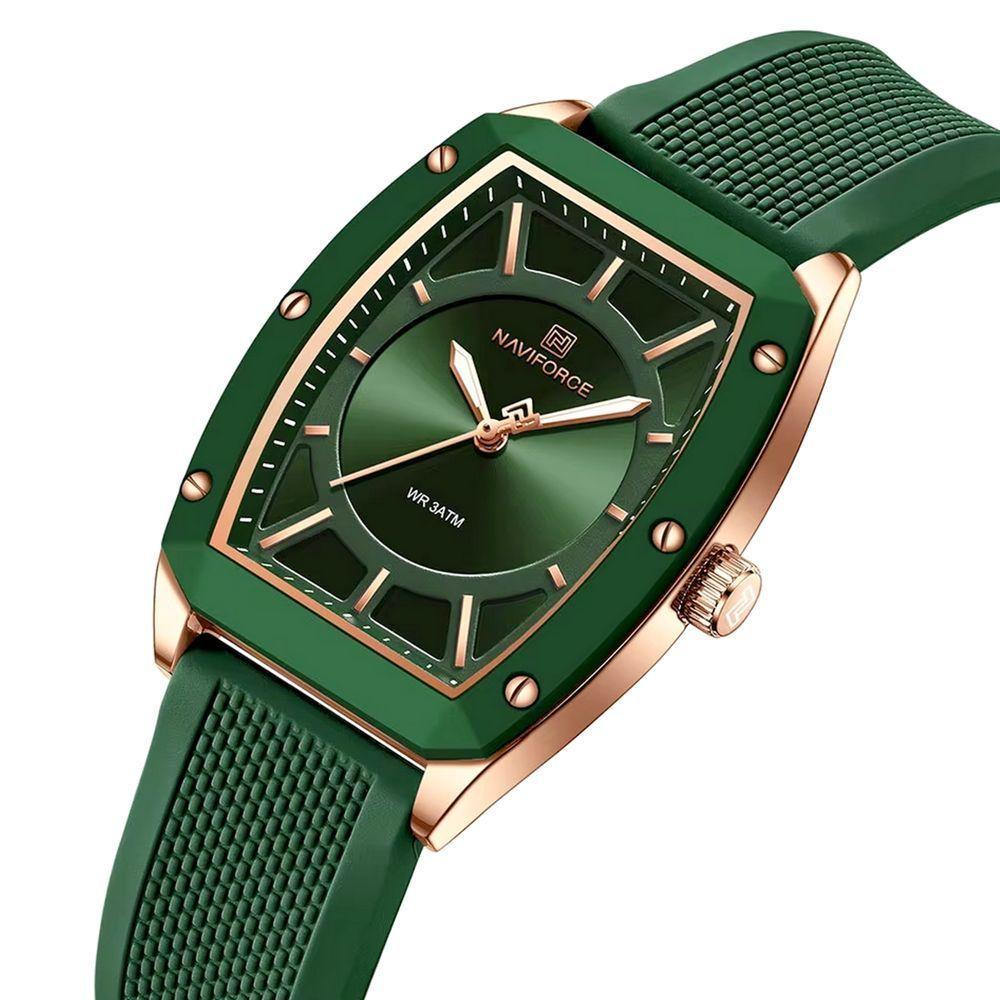 Relógio De Quartzo Para Mulheres Design Tonneau Esportivo Simples Verde - 4