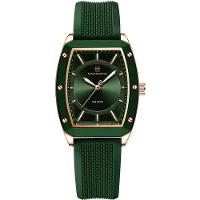 Relógio De Quartzo Para Mulheres Design Tonneau Esportivo Simples Verde - 1