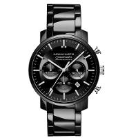 Relógio Masculino De Quartzo Multifuncional Em Aço Inoxidável à Prova D'água Preto - 1