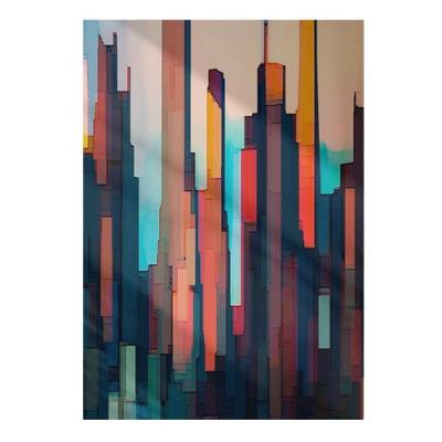 Quadro Decorativo Abstrato-cidade Elegante Com Céu Colorido