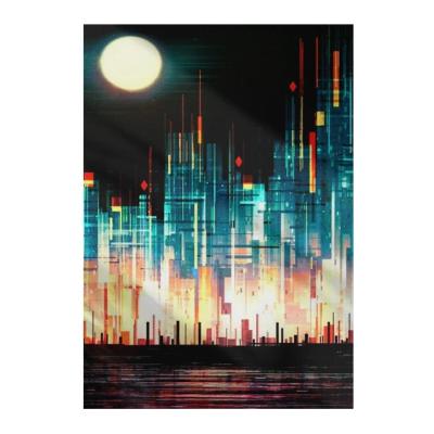 Quadro Decorativo Abstrato - Skyline Noturno - 30x45cm