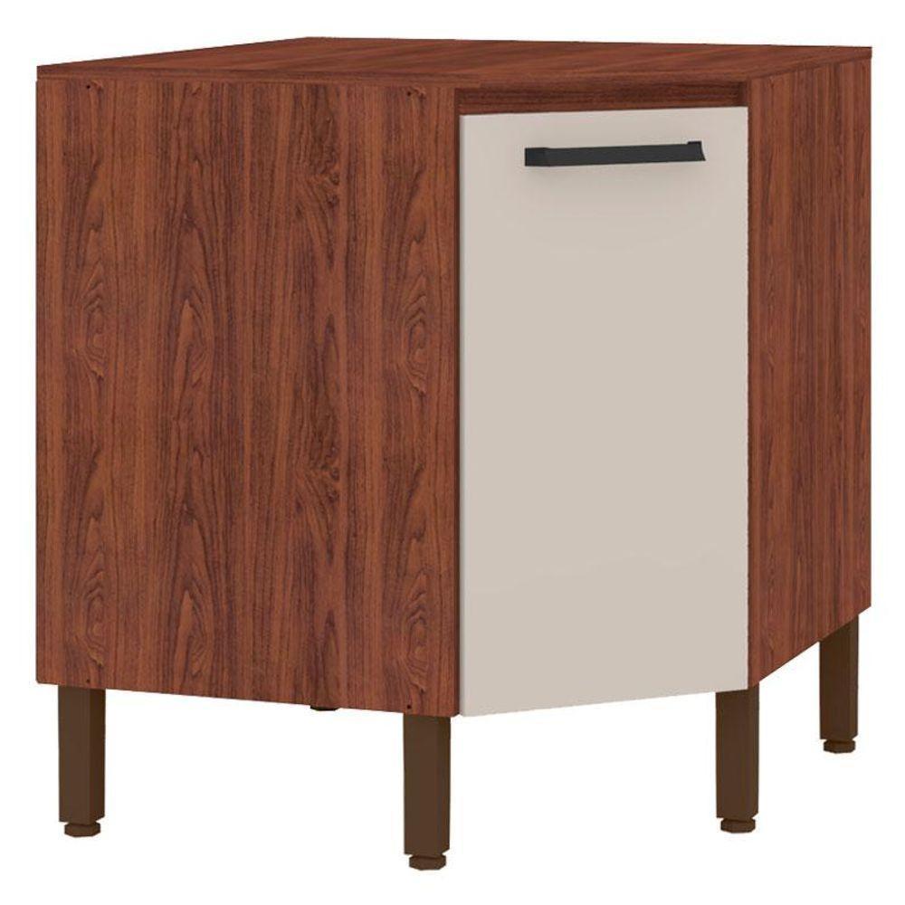 Balcão Para Canto Oblíquo Com Tampo Ametista Nogueira Off White - Kits Paraná - 1