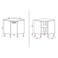 Balcão Para Canto Oblíquo Com Tampo Ametista Nogueira Off White - Kits Paraná - 3
