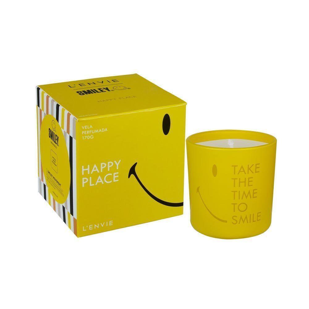 Vela Perfumada Happy Place Smiley Positividade 170g Lenvie - 1