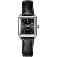 Relógio De Pulso Feminino Quadrado De Quartzo Em Aço Inoxidavel Impermeavel Preto Fosco - 1