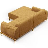 Sofá 3 Lugares Chaise Esquerdo Sala Molino 245cm D02 Pés de ouro Prime Bouclê Mostarda Pb-03